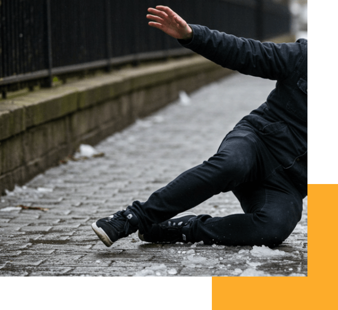 Image of a man in a slip and fall accident at the mall