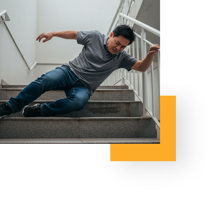 Image of a man in a slip and fall accident at the mall