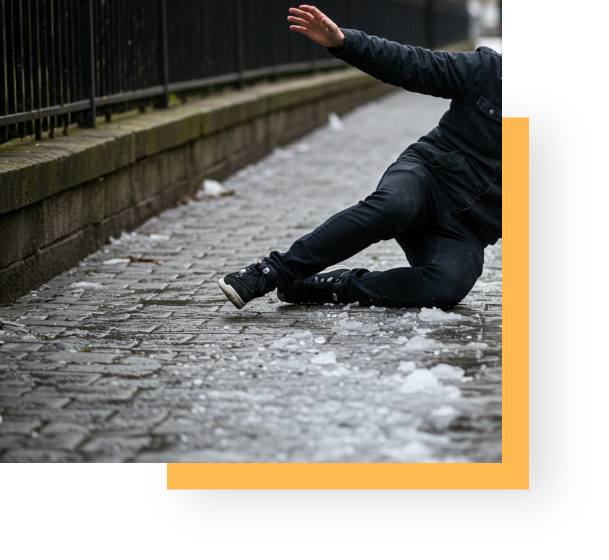 Image of a man in a slip and fall accident at the mall